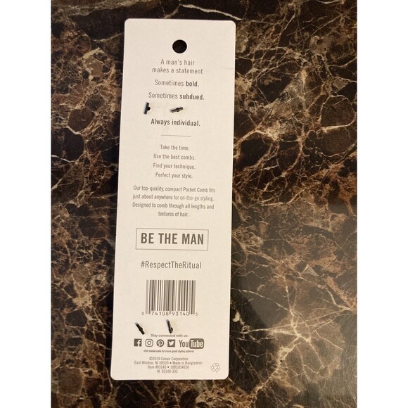 Conair Man Firm Yet Flexible Pocket Combs Black 3 Piece - Picture 3 of 4